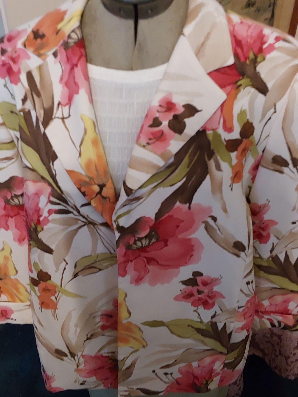 NWOT Alfred Dunner Floral Jacket, Size 18, Cuffed Sleeves